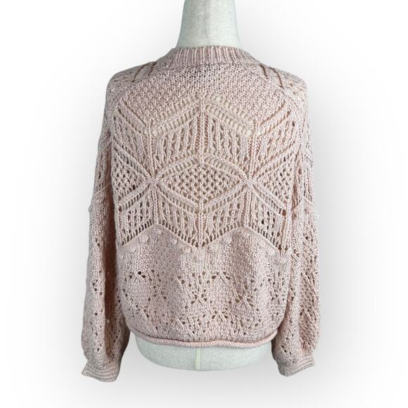 Forever 21 Pastel Pink Open Knit Sweater Small - Picture 6 of 7